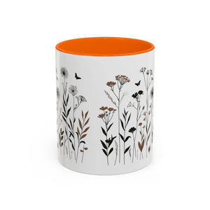 Elegant Floral Accent Coffee Mug - Ceramic Garden Gift - Dipaliz - Mugs