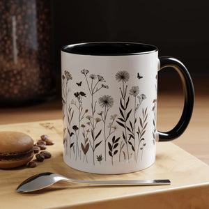 Elegant Floral Accent Coffee Mug - Ceramic Garden Gift - Dipaliz - Mugs