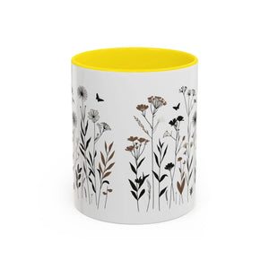 Elegant Floral Accent Coffee Mug - Ceramic Garden Gift - Dipaliz - Mugs