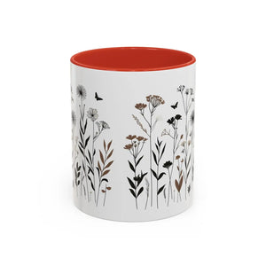 Elegant Floral Accent Coffee Mug - Ceramic Garden Gift - Dipaliz - Mugs