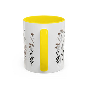 Elegant Floral Accent Coffee Mug - Ceramic Garden Gift - Dipaliz - Mugs