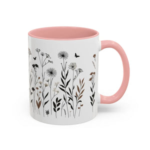 Elegant Floral Accent Coffee Mug - Ceramic Garden Gift - Dipaliz - Mugs