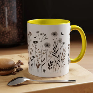 Elegant Floral Accent Coffee Mug - Ceramic Garden Gift - Dipaliz - Mugs