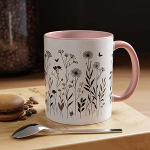 Elegant Floral Accent Coffee Mug - Ceramic Garden Gift - Dipaliz - Mugs