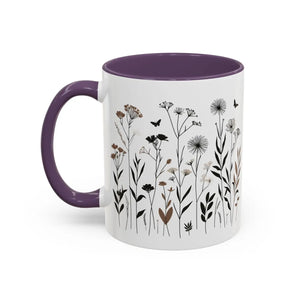 Elegant Floral Accent Coffee Mug - Ceramic Garden Gift - Dipaliz - Mugs