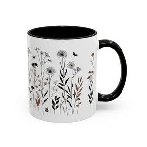 Elegant Floral Accent Coffee Mug - Ceramic Garden Gift - Dipaliz - Mugs