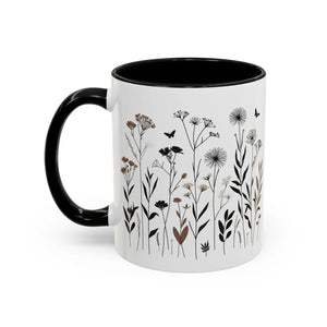 Elegant Floral Accent Coffee Mug - Ceramic Garden Gift - Dipaliz - Mugs