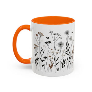 Elegant Floral Accent Coffee Mug - Ceramic Garden Gift - Dipaliz - Mugs