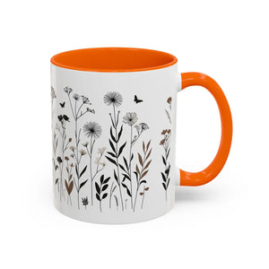 Elegant Floral Accent Coffee Mug - Ceramic Garden Gift - Dipaliz - Mugs