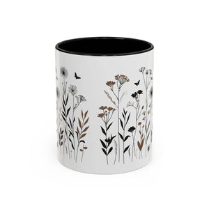 Elegant Floral Accent Coffee Mug - Ceramic Garden Gift - Dipaliz - Mugs