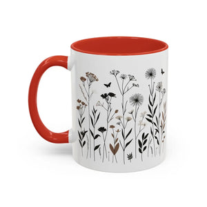 Elegant Floral Accent Coffee Mug - Ceramic Garden Gift - Dipaliz - Mugs