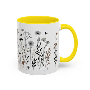 Elegant Floral Accent Coffee Mug - Ceramic Garden Gift - Dipaliz - Mugs