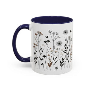 Elegant Floral Accent Coffee Mug - Ceramic Garden Gift - Dipaliz - Mugs