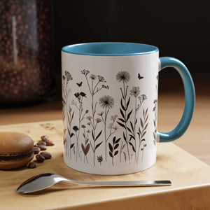 Elegant Floral Accent Coffee Mug - Ceramic Garden Gift - Dipaliz - Mugs