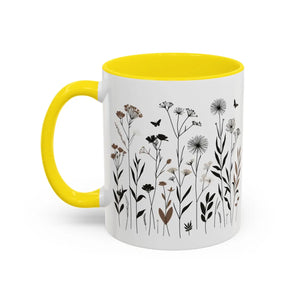 Elegant Floral Accent Coffee Mug - Ceramic Garden Gift - Dipaliz - Mugs