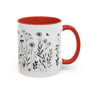 Elegant Floral Accent Coffee Mug - Ceramic Garden Gift - Dipaliz - Mugs