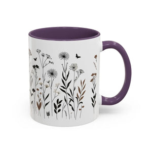 Elegant Floral Accent Coffee Mug - Ceramic Garden Gift - Dipaliz - Mugs