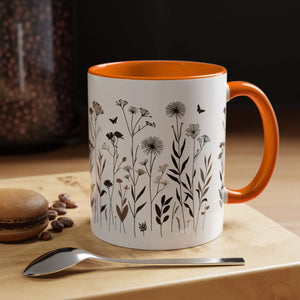 Elegant Floral Accent Coffee Mug - Ceramic Garden Gift - Dipaliz - Mugs