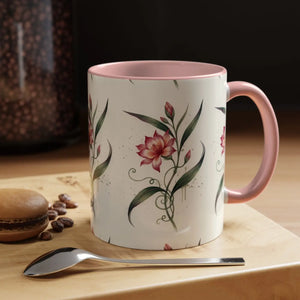 Floral Accent Coffee Mug – Pink Watercolor Blossom Design - Mugs