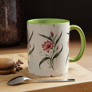 Floral Accent Coffee Mug – Pink Watercolor Blossom Design - Mugs