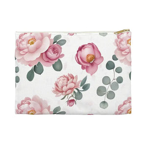Floral Accessory Pouch - Chic Makeup Organizer Travel Essentials - Dipaliz - Small / White Zipper - Bags