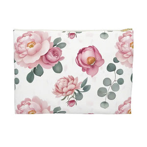 Floral Accessory Pouch - Chic Makeup Organizer Travel Essentials - Dipaliz - Large / White Zipper - Bags