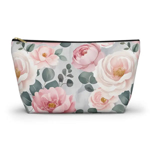 Floral Accessory Pouch Travel Organizer Cute Makeup Bag - Dipaliz - Large / Black Zipper - Clutch Bags