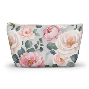 Floral Accessory Pouch Travel Organizer Cute Makeup Bag - Dipaliz - Large / White Zipper - Clutch Bags