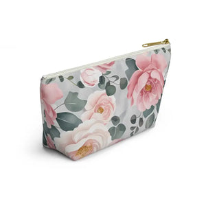 Floral Accessory Pouch Travel Organizer Cute Makeup Bag - Dipaliz - Small / White Zipper - Clutch Bags