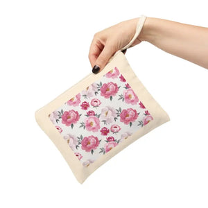 Floral Zipper Pouch - Cotton Canvas Makeup Organizer - Dipaliz - 8.3’’ × 7.8’’ - Bags