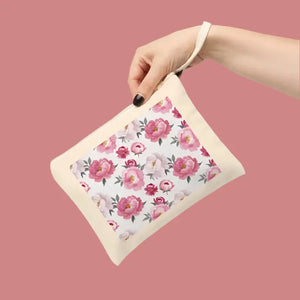 Floral Zipper Pouch - Cotton Canvas Makeup Organizer - Dipaliz - 8.3’’ × 7.8’’ - Bags