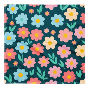 Pastel Floral Print Bandana - Eco Polyester - Dipaliz - Bandanas & Headties