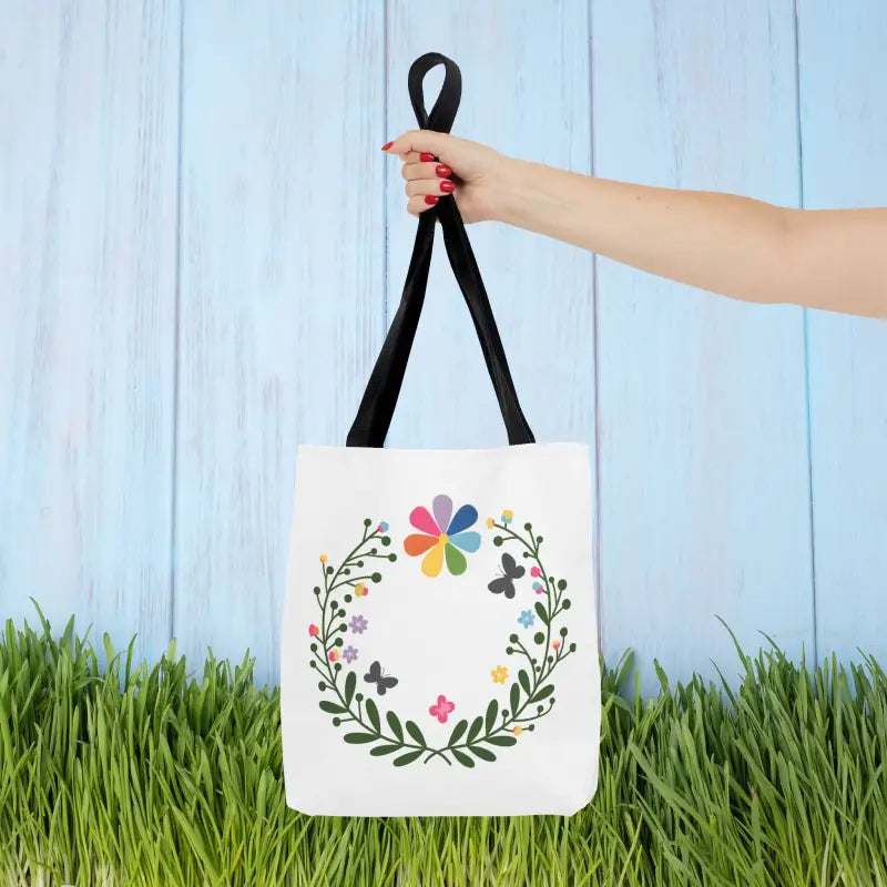 Discover Charm with the Floral Aop Tote & Black Cotton Handles - 13’’ × / Bags