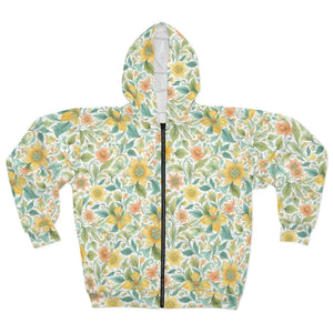 Vibrant Floral Zip Hoodie Spring Style Cozy Comfort - Dipaliz - Hoodies