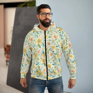 Floral Aop Unisex Zip Hoodie Bohemian Style Perfect for Spring Gift Her Cozy Layering any Occasion - Hoodies