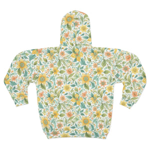 Floral Aop Unisex Zip Hoodie Bohemian Style Perfect for Spring Gift Her Cozy Layering any Occasion - Hoodies