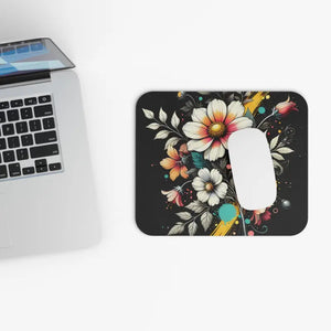 Vibrant Floral Art Mouse Pad - Colorful Desk Decor - Dipaliz - 9’’ × 8’’ / Rectangle - Pads