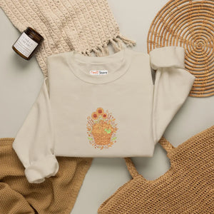 Floral Basket Crewneck Sweatshirt, Sunflower & Blooms Graphic - Sweatshirts