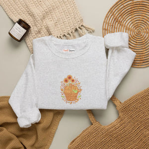 Floral Basket Crewneck Sweatshirt, Sunflower & Blooms Graphic - Sweatshirts