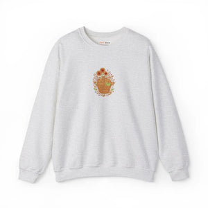 Floral Basket Crewneck Sweatshirt, Sunflower & Blooms Graphic - Sweatshirts