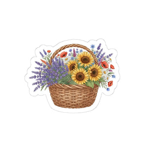 Floral Basket Sticker Sunflower & Lavender Kiss-cut - Decorative Stickers