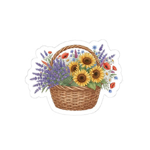 Floral Basket Sticker Sunflower & Lavender Kiss-cut - Decorative Stickers