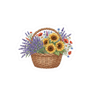 Floral Basket Sticker Sunflower & Lavender Kiss-cut - Decorative Stickers
