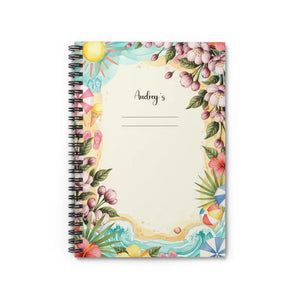 Floral Beach Spiral Notebook - Personalized Ruled Journal - Dipaliz - one Size - Paper Products
