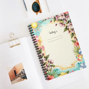 Floral Beach Spiral Notebook - Personalized Ruled Journal - Dipaliz - one Size - Paper Products