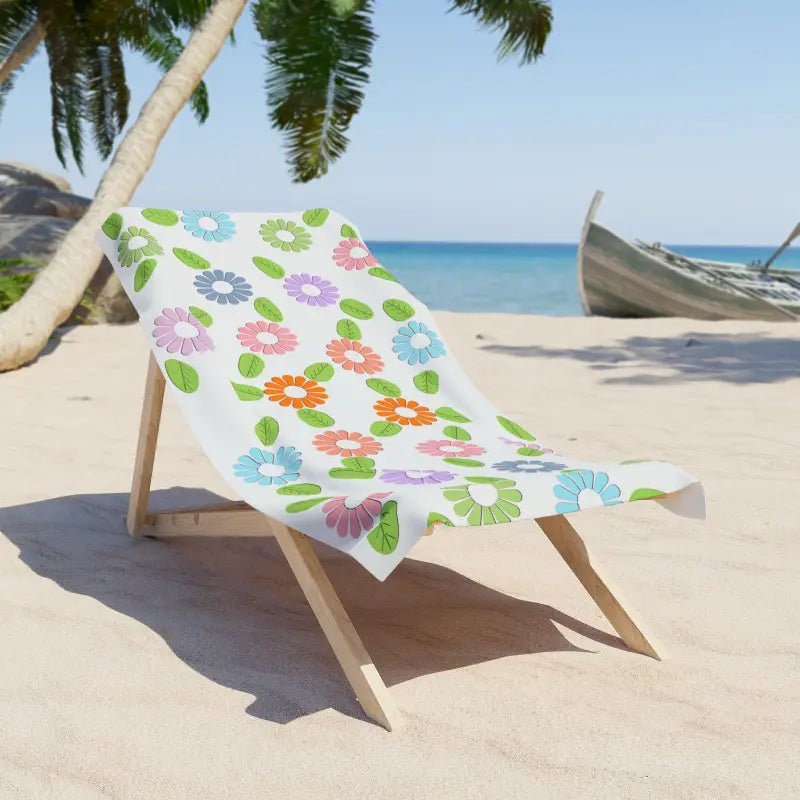 Catch Every Wave with the Chic and Soft Floral Beach Towel! - 30’’ × 60’’ Home Decor