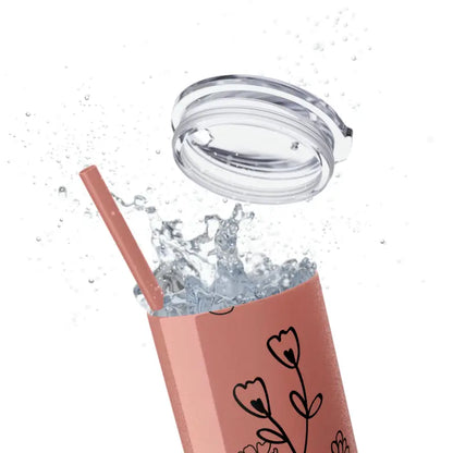 Floral Bliss Skinny Steel Tumbler: Sip Style with Elegance - Mug