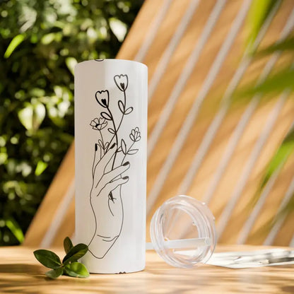 Floral Bliss Skinny Steel Tumbler: Sip Style with Elegance - Mug