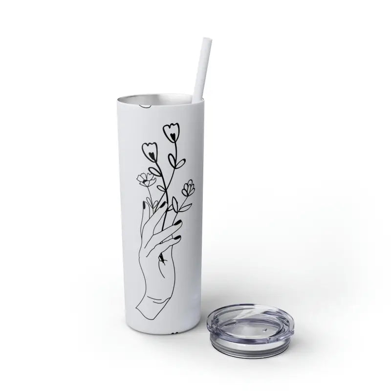 Floral Bliss Skinny Steel Tumbler: Sip Style with Elegance - Mug