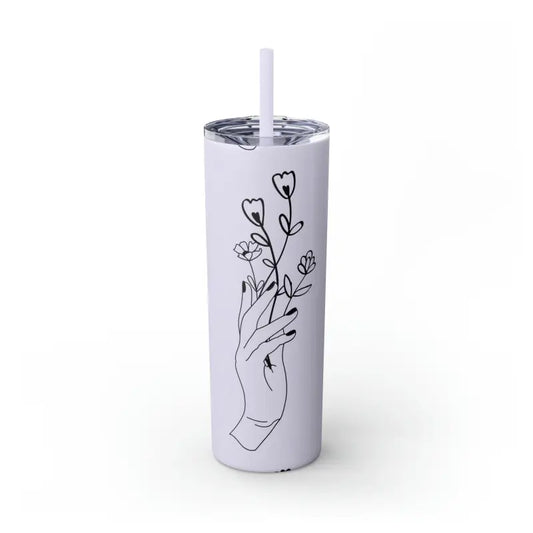 Floral Bliss Skinny Steel Tumbler: Sip Style with Elegance - Glossy / Glitter Lilac / 20oz Mug